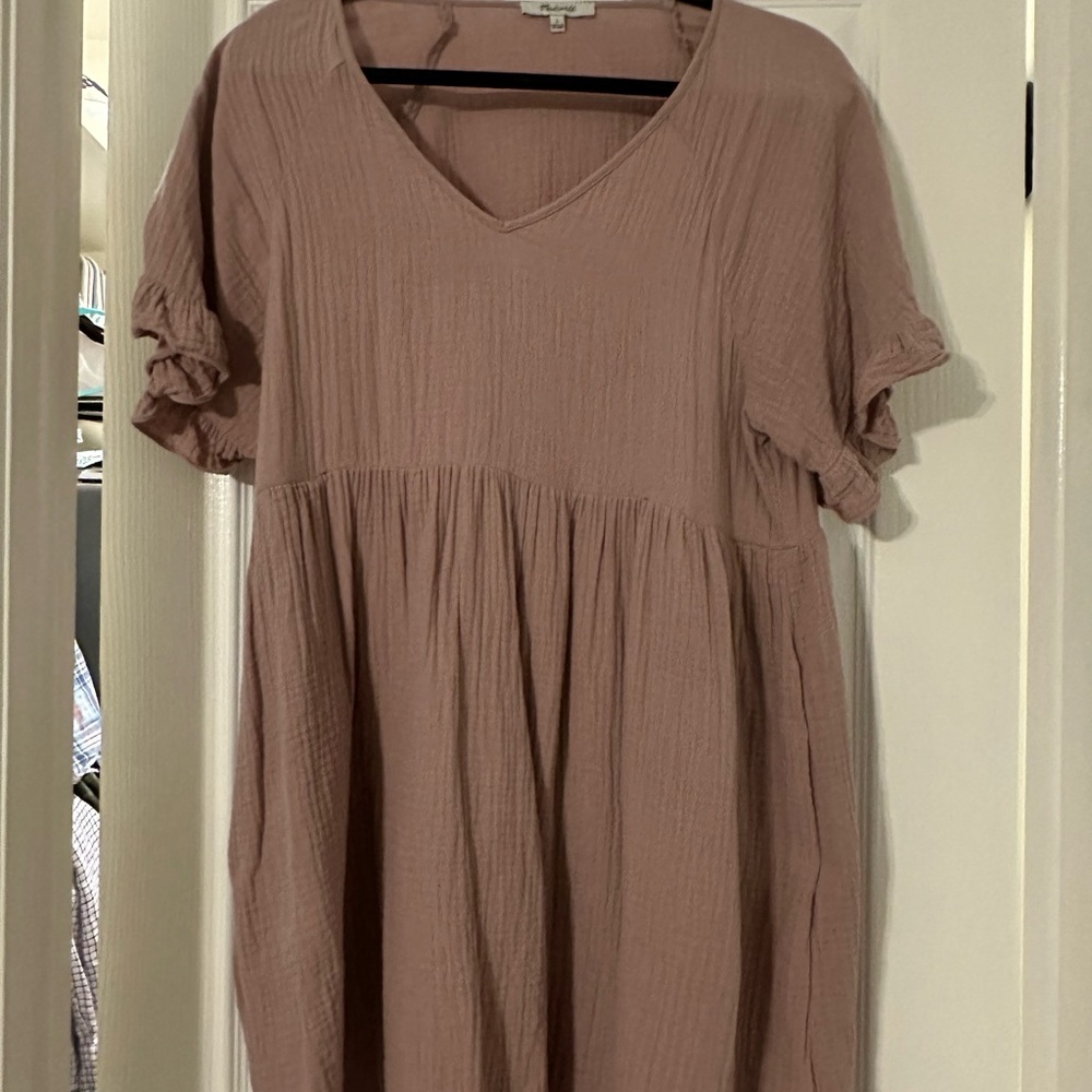Madewell Gauze Mini Babydoll Dress Pink/Mauve